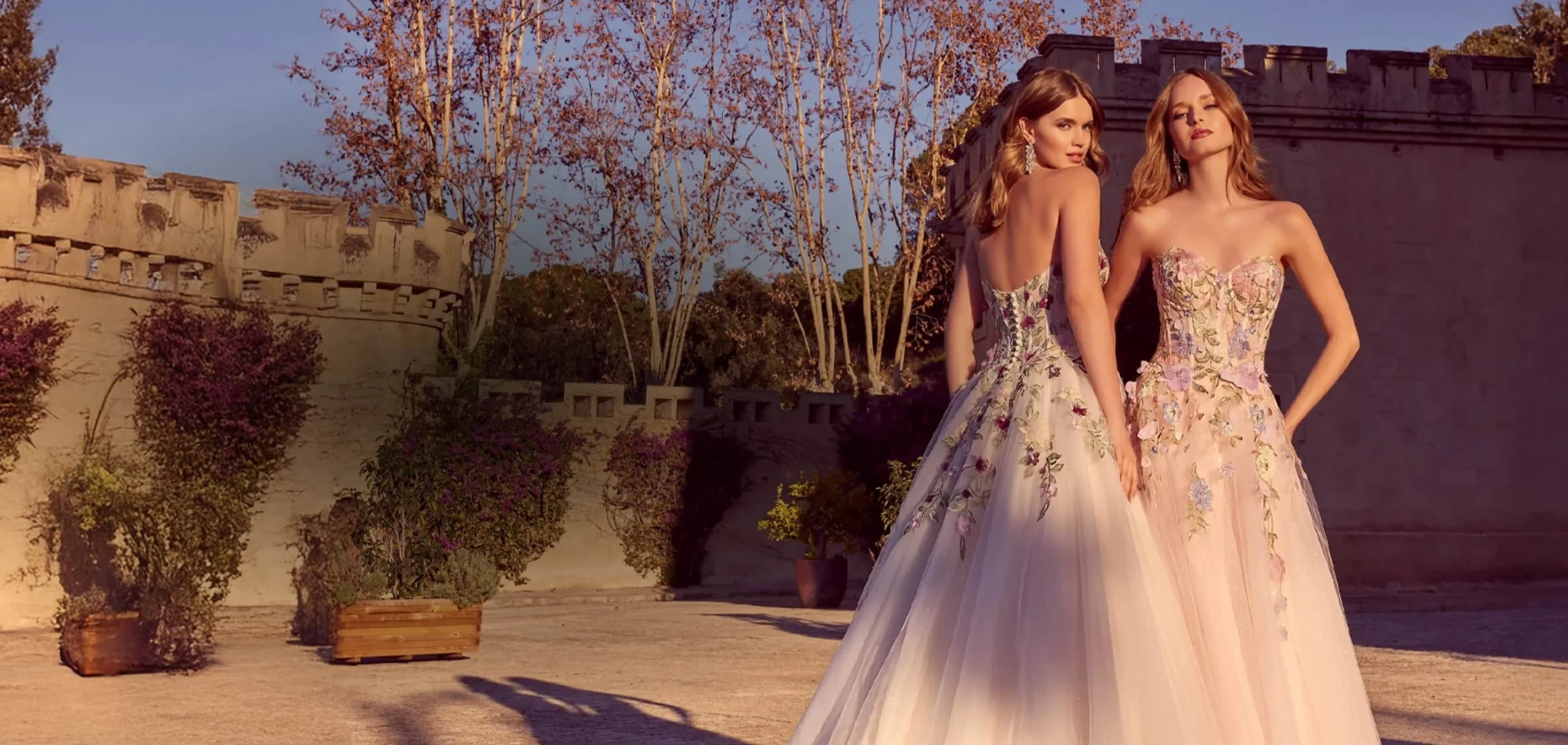 Models wearing Ronald Joyce gowns, desktop banner